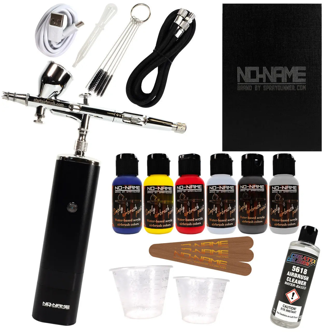 Beginner Cordless Airbrush Kit with Compressor & Acrylic Airbrush Paints by NO-NAME Brand - Urbanlystore