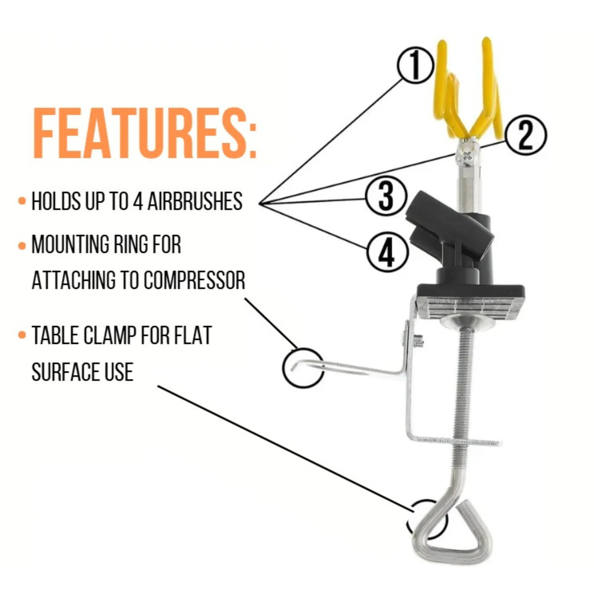 Clamp Style Four Airbrush Holder by NO-NAME Brand