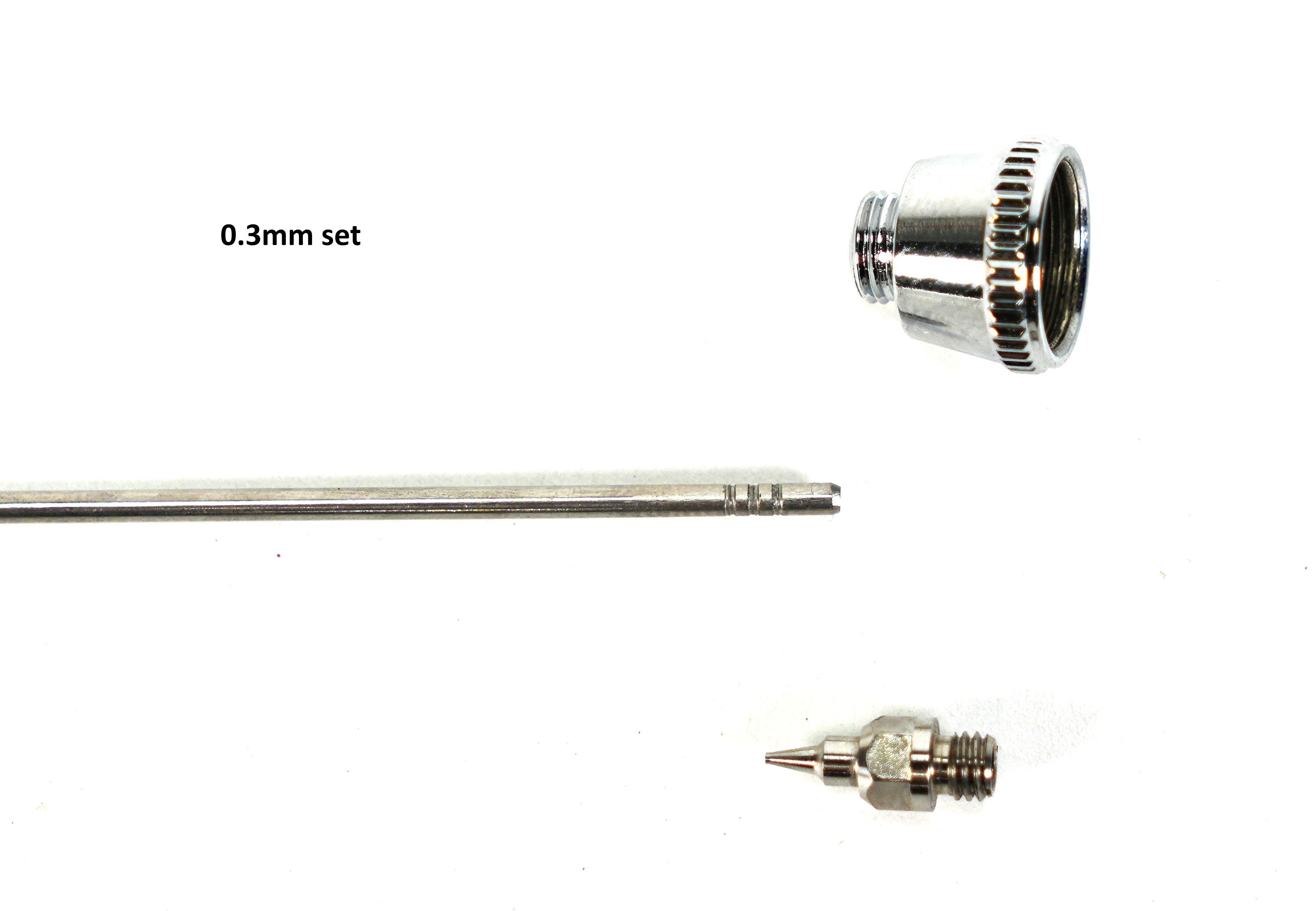 Pistol Trigger Gravity Feed Airbrush Set with Round and Fan Pattern Caps by NO-NAME Brand