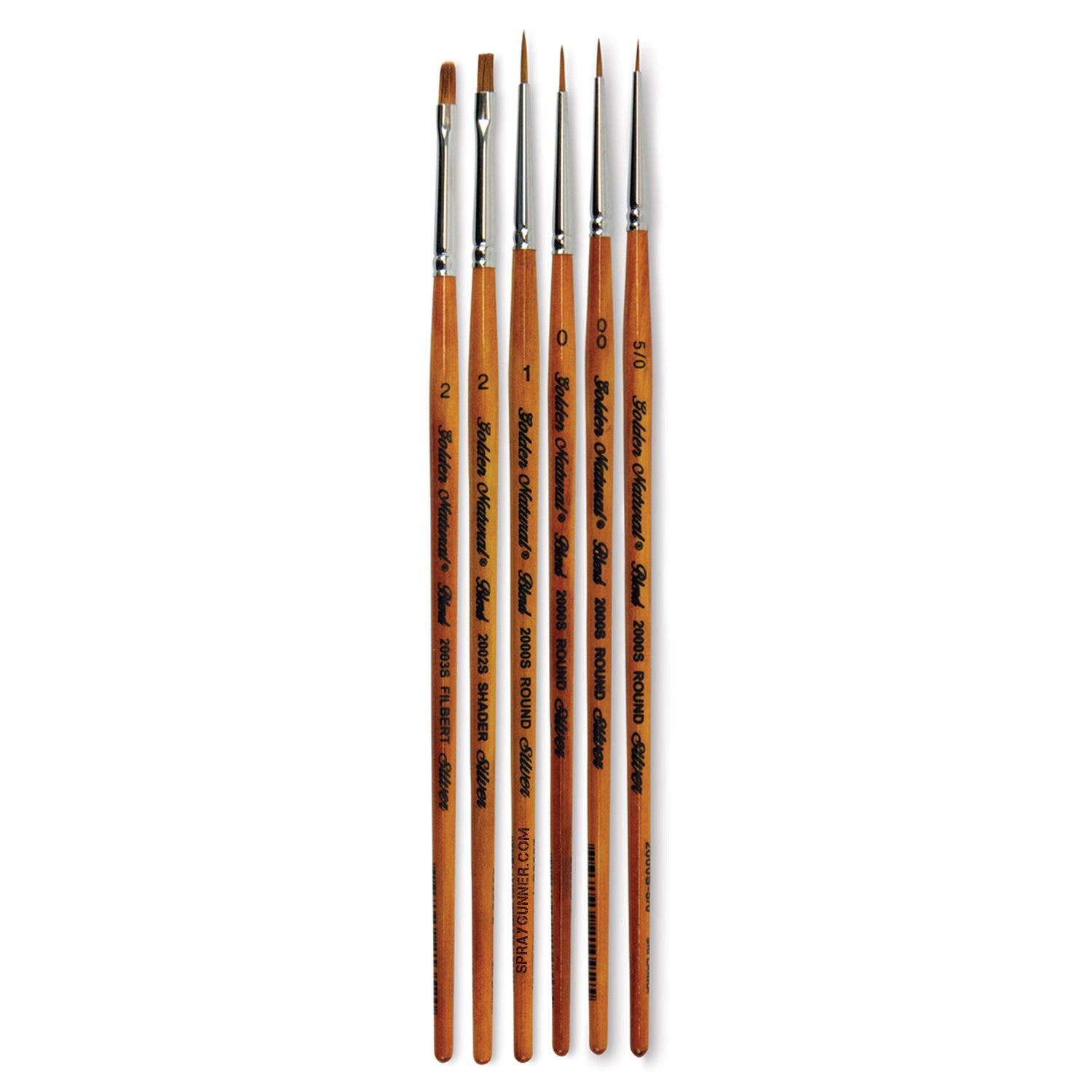 Silver Brush Golden Natural Short Handle Brush Set of 6