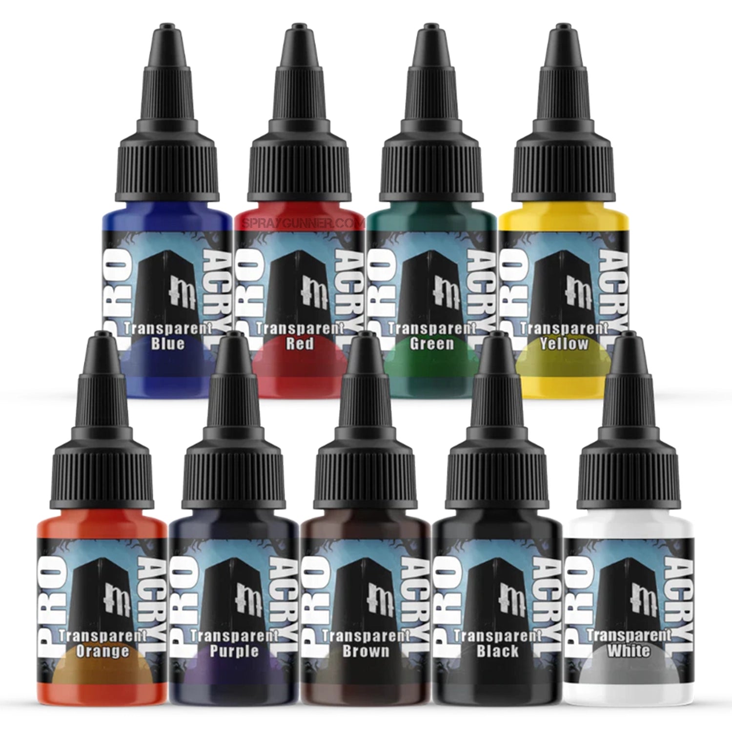 MONUMENT HOBBIES: Pro Acryl Paint Set Expansion #2 Transparents - Urbanlystore