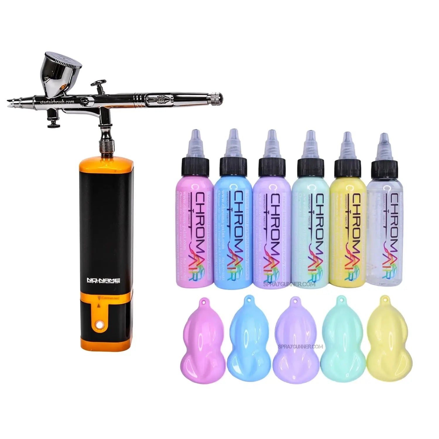 Cordless airbrush battery powered compressor with airbrush kit + ChromaAir Pastel Paint Set - Urbanlystore