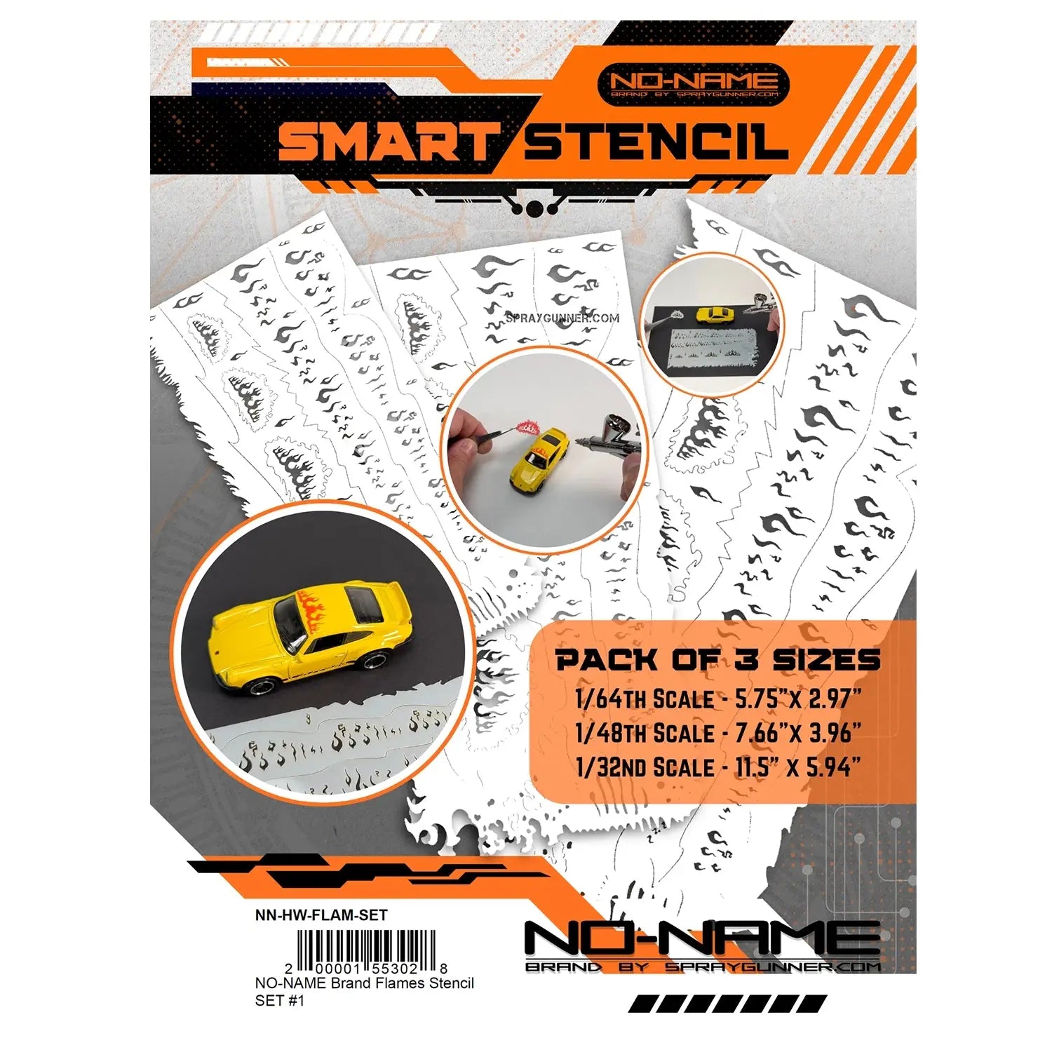 NO-NAME Brand Flames Stencil Set (3 sizes) - Urbanlystore