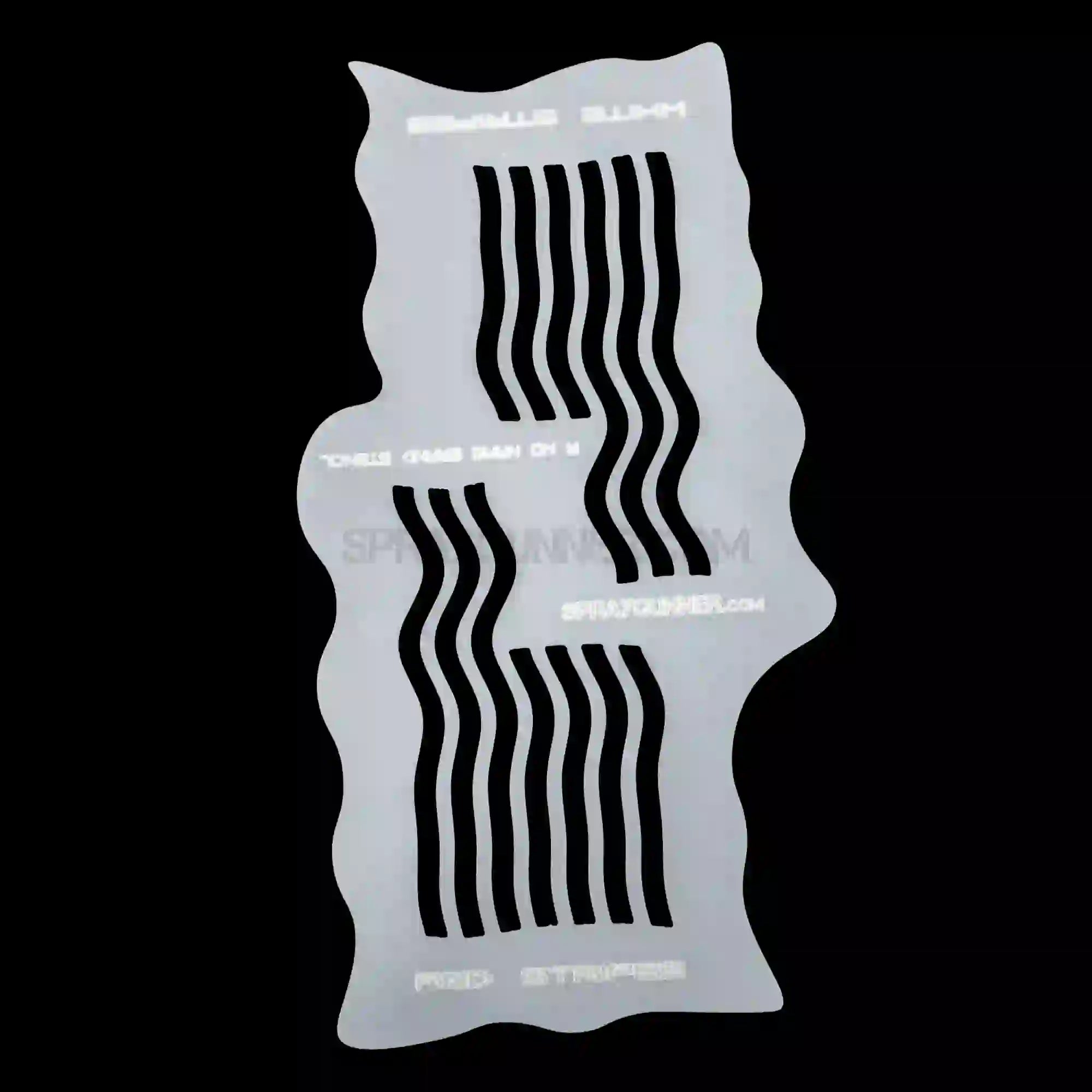 Vertical stencil for American flag stripes with wavy line cutouts. Designed for creating realistic flag motion effects in small-scale art.