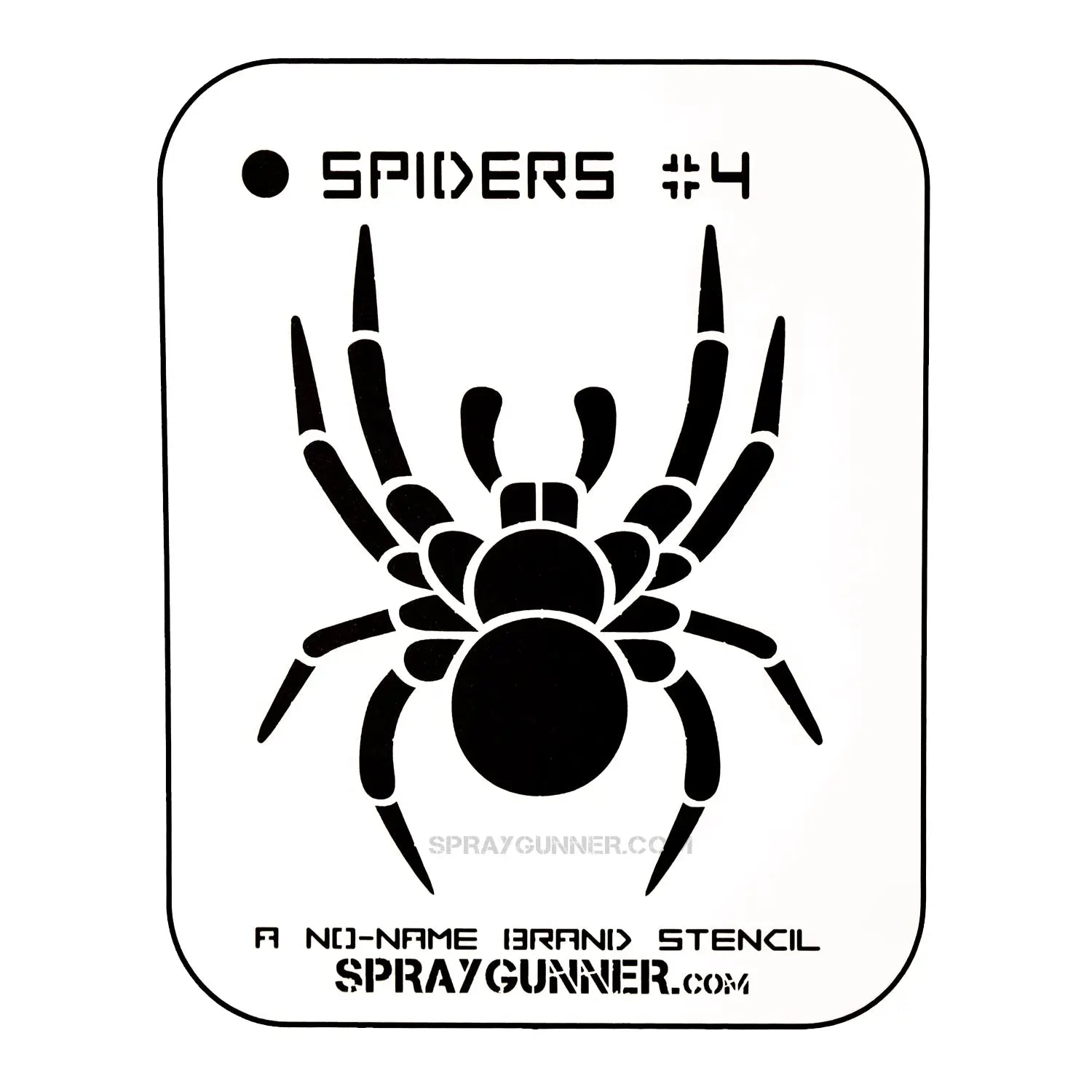 NO-NAME Brand Spiders Stencil #4 features a bold spider design for precision craft and airbrush use. Ideal for hobbyists and cosplay detailing.