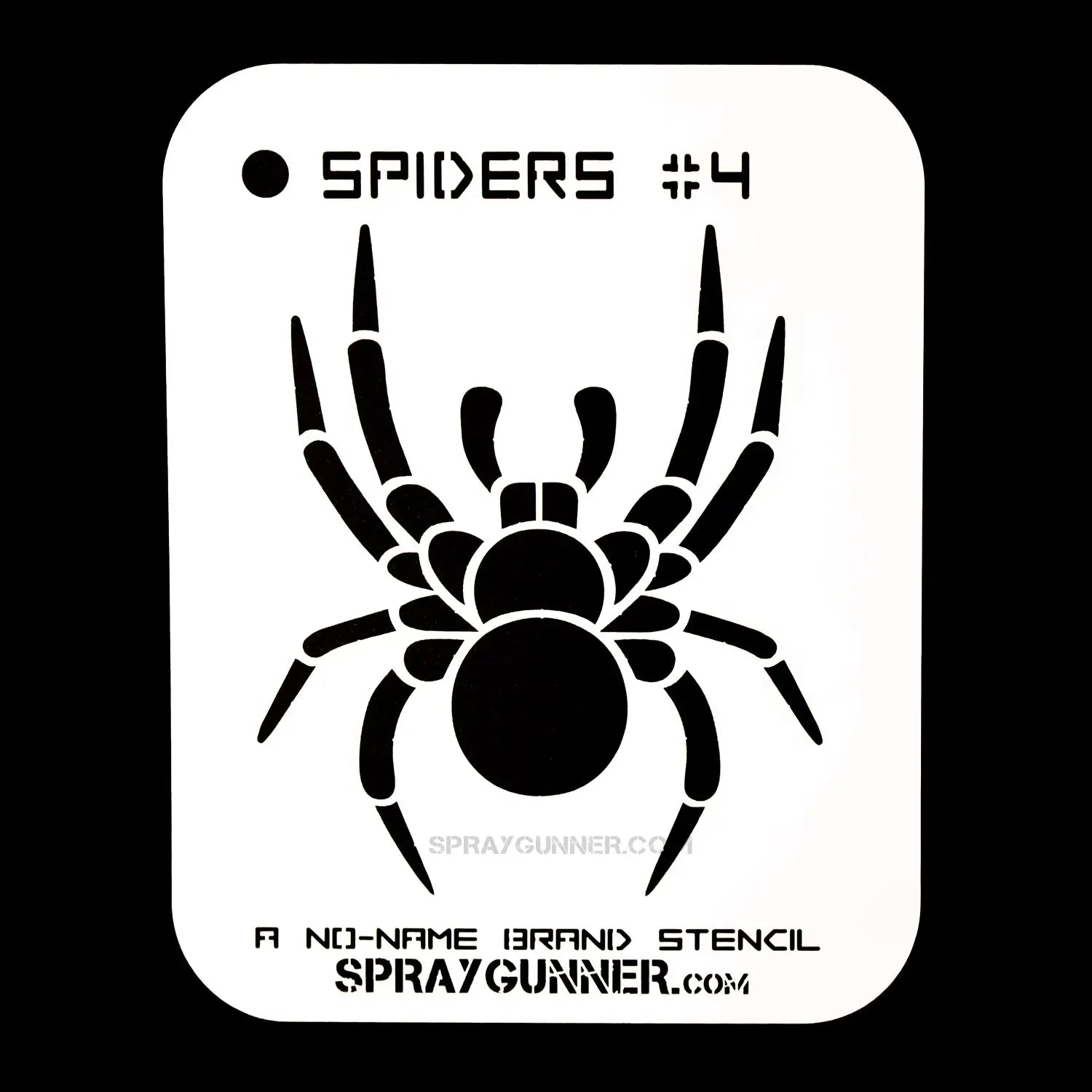 NO-NAME Brand Spiders Stencil #4 features a bold spider design for precision craft and airbrush use. Ideal for hobbyists and cosplay detailing.