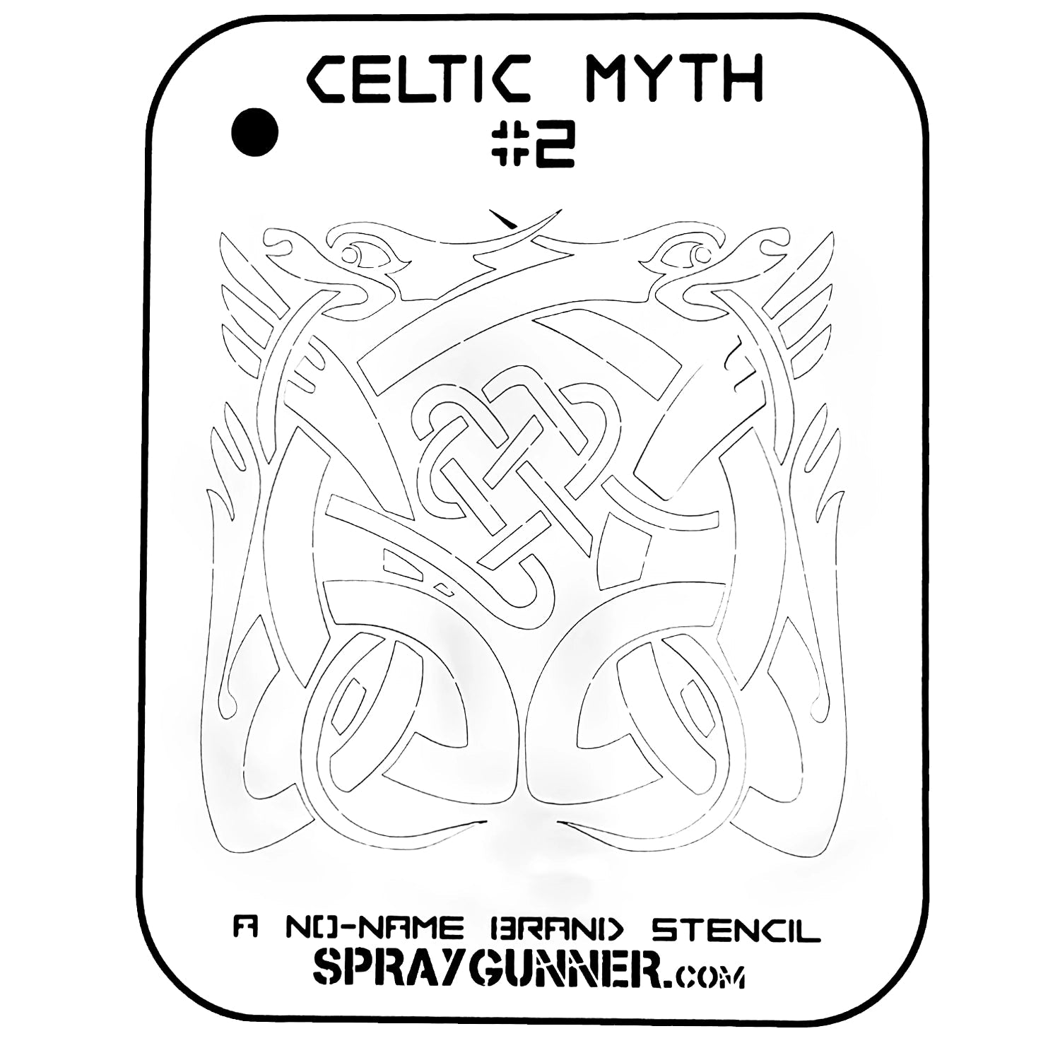 The Celtic Myth Stencil #2 by NO-NAME Brand has elaborate knotwork and dragon motifs for accurate airbrushing and craft projects. Perfect for art enthusiasts and artists.