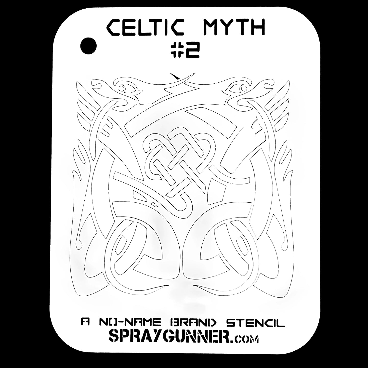 With its elaborate knotwork and dragon designs, the NO-NAME Brand Celtic Myth Stencil #2 is perfect for precise airbrushing and craft projects. Suitable for artists and enthusiasts.