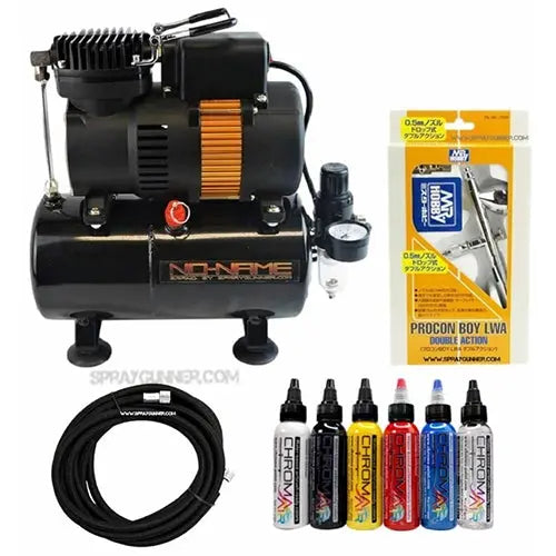 NO-NAME Tooty Air Compressor PS-266 Airbrush with 3m Hose and ChromaAir Primary Set NO-NAME brand