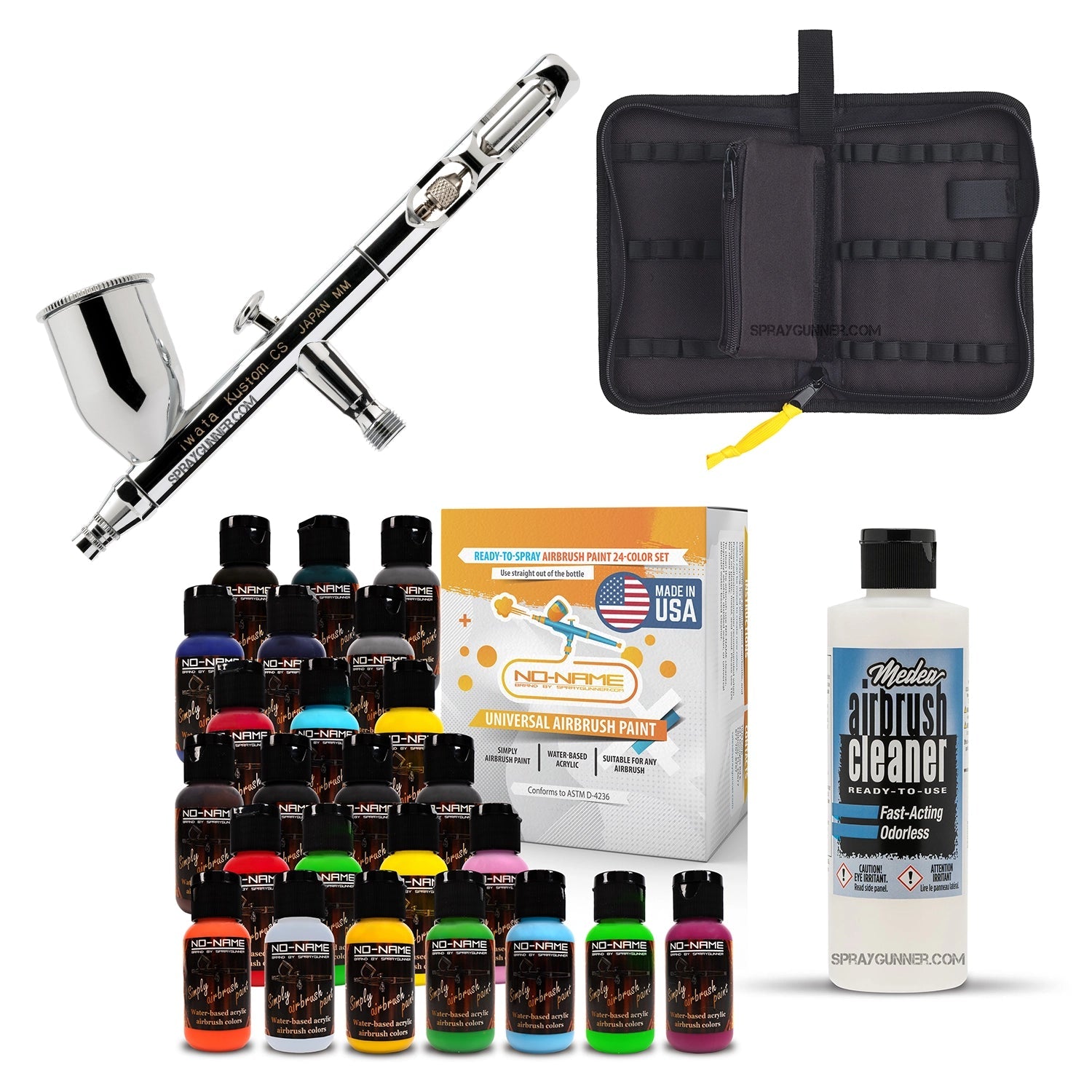 Because it comes with cleaning supplies and a nonfire universal airbrush paint kit, this open-box IWATA VAULT KUSTOM CS Gravity Feed Dual Action Airbrush is ideal for cosplay and automotive applications.