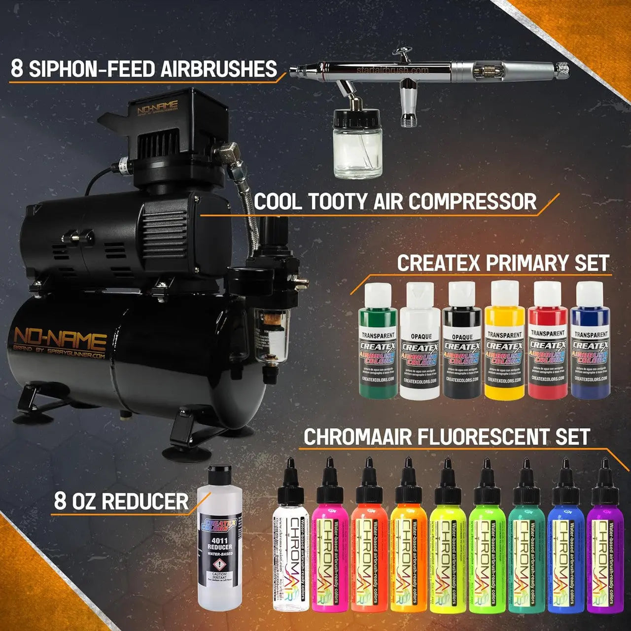 Professional Airbrush Art Kit: 8-Piece Siphon Feed Airbrush Set with Compressor - Urbanlystore