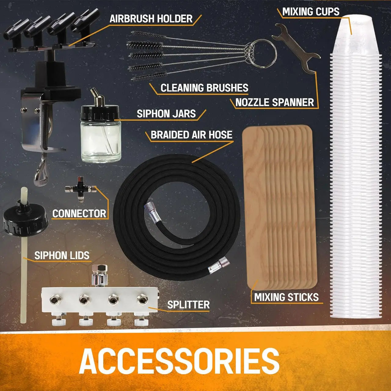 Professional Airbrush Art Kit: 8-Piece Siphon Feed Airbrush Set with Compressor - Urbanlystore