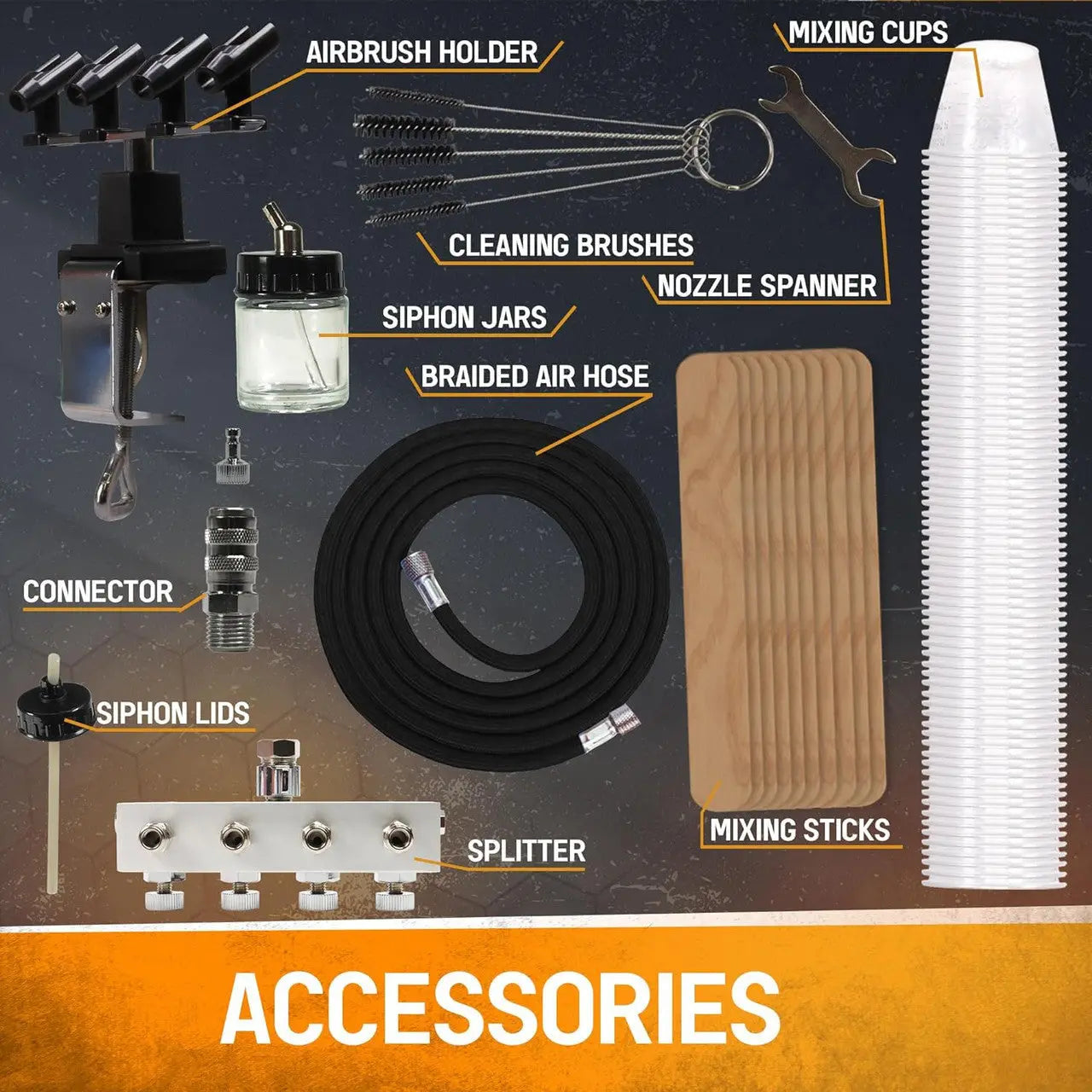 Professional Airbrush Art Kit: 8-Piece Siphon Feed Airbrush Set with Compressor Version 2 - Urbanlystore