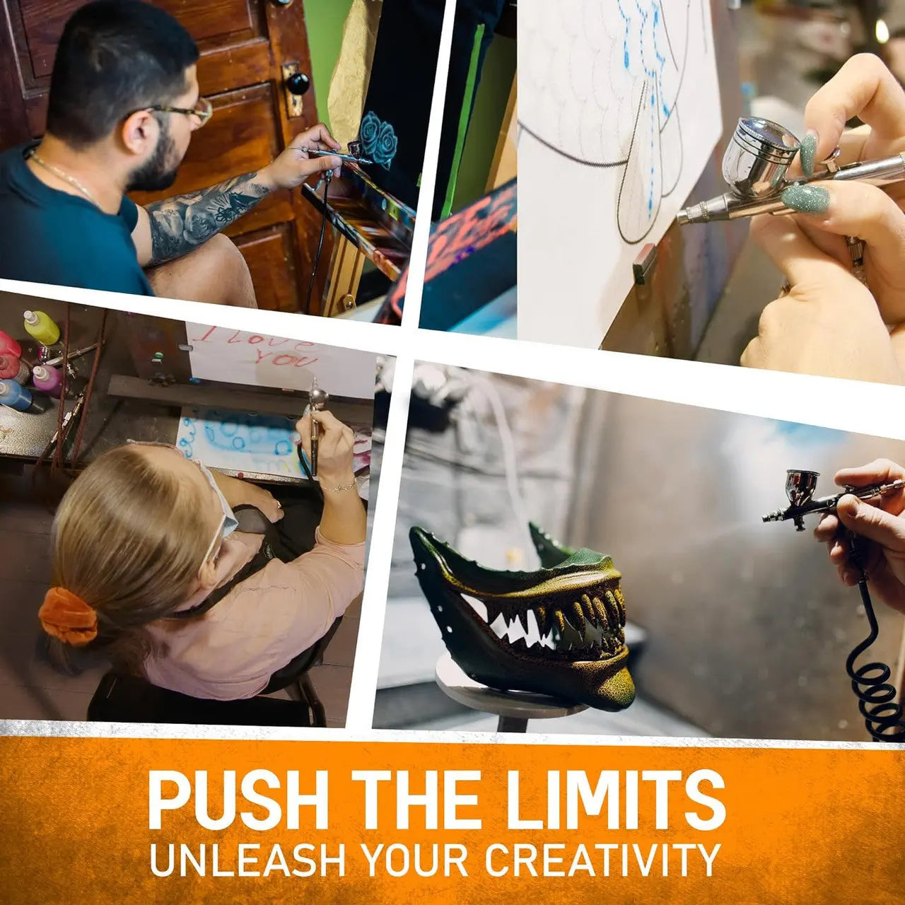 Professional Airbrush Art Kit: 8-Piece Siphon Feed Airbrush Set with Compressor Version 2 - Urbanlystore