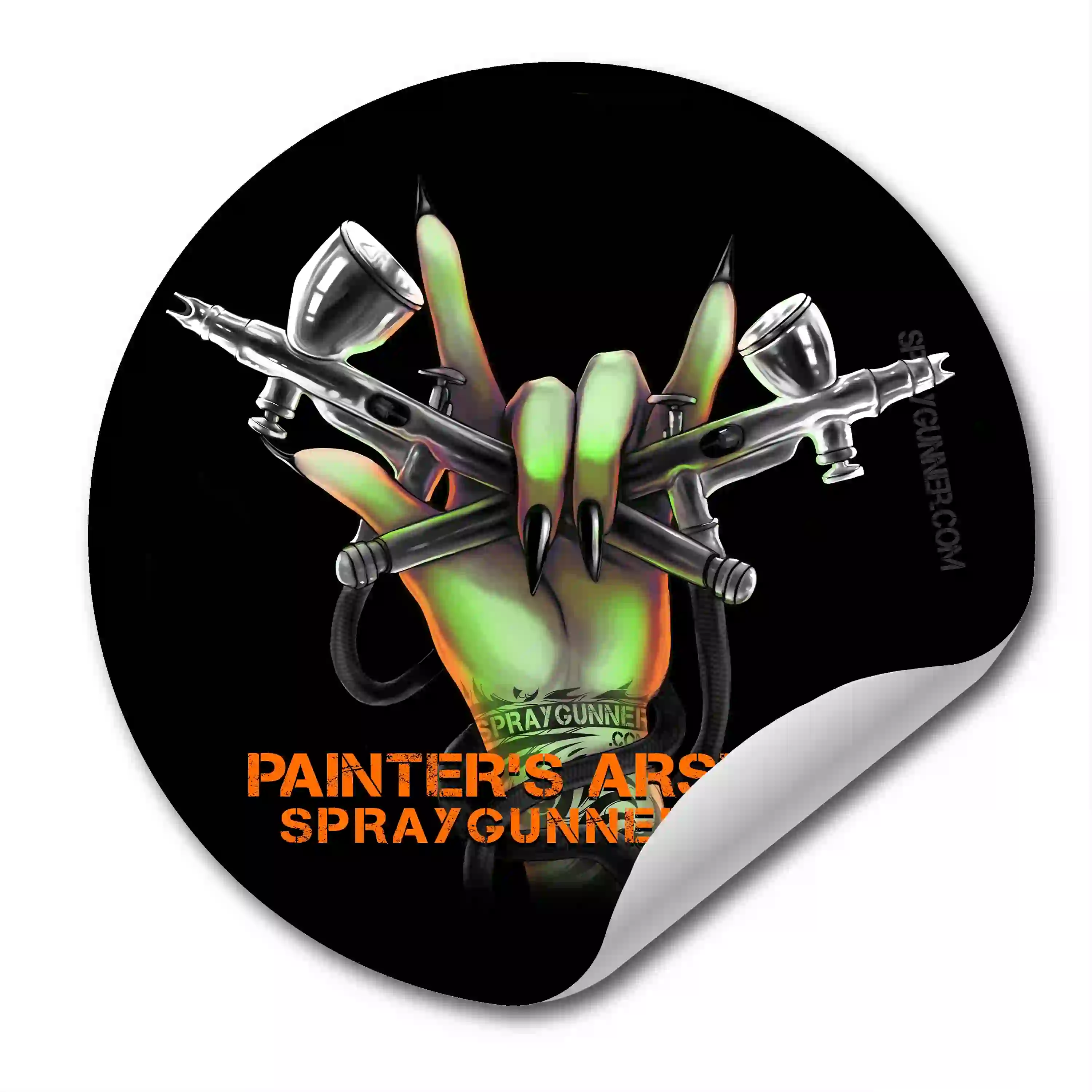 Durable Urbanlystore Exclusive Monster Airbrush Sticker with curled edge, ideal for artists and hobbyists to decorate surfaces with bold style.