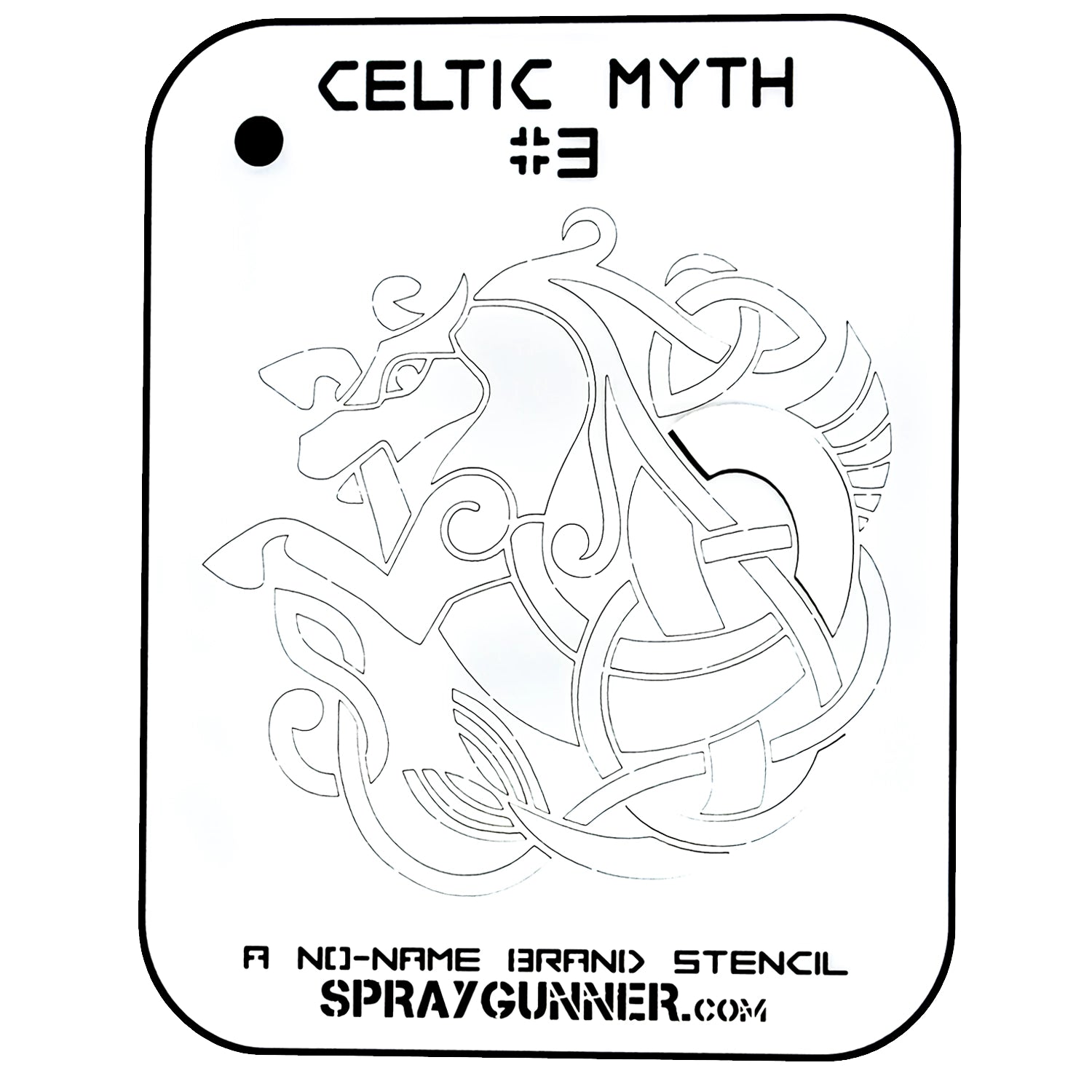 Featuring a detailed Celtic horse pattern, NO-NAME Brand Celtic Myth Stencil #3 is perfect for body art, cosplay, and airbrushing applications.