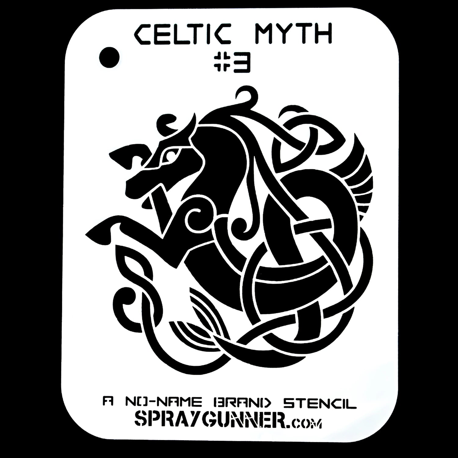 The detailed Celtic horse design of the NO-NAME Brand Celtic Myth Stencil #3 makes it perfect for body art, cosplay, and airbrushing.