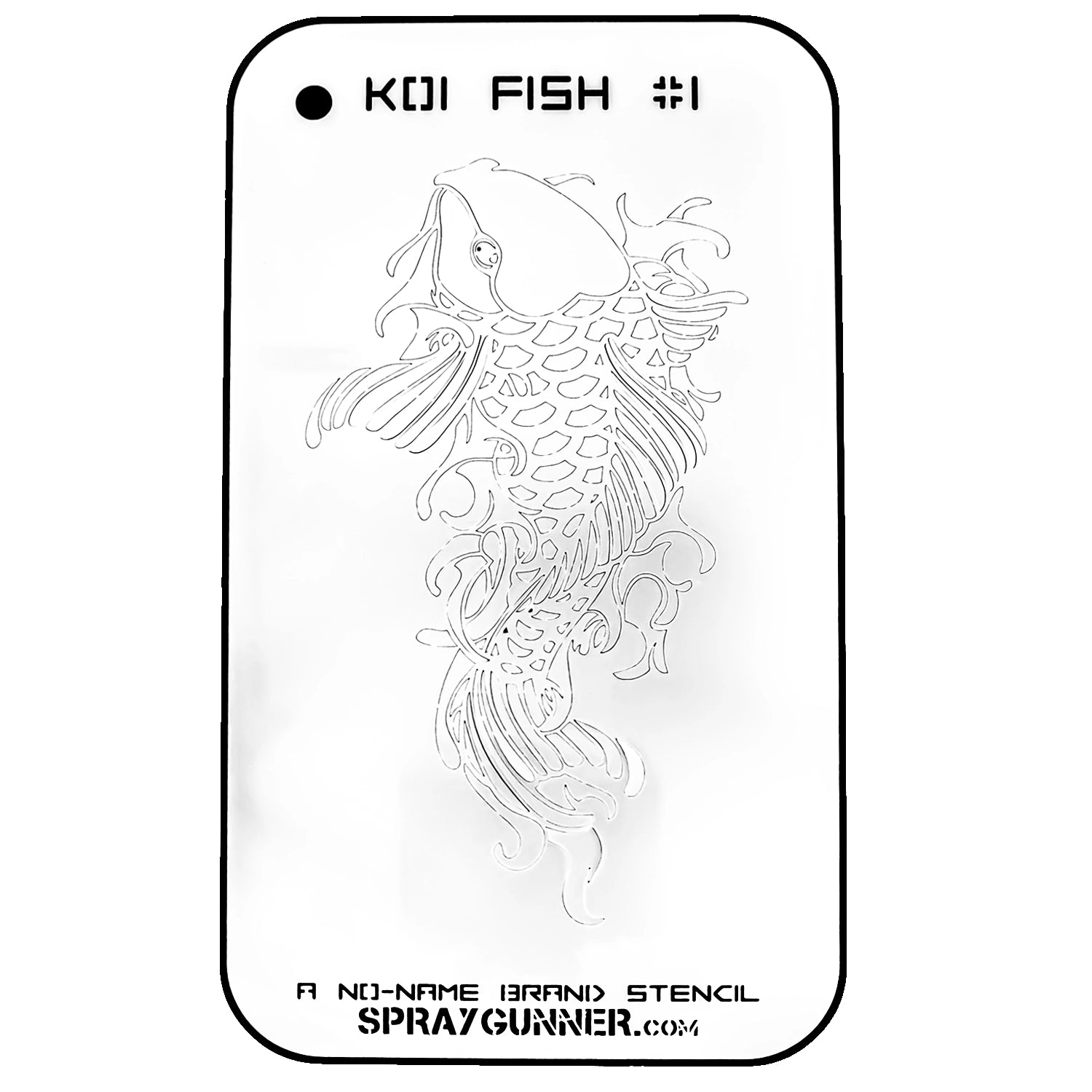 The intricate koi fish design on NO-NAME Brand Koi Fish Stencil #1 is perfect for hobby projects, body painting, and airbrushing. exact cutout that can be reused.