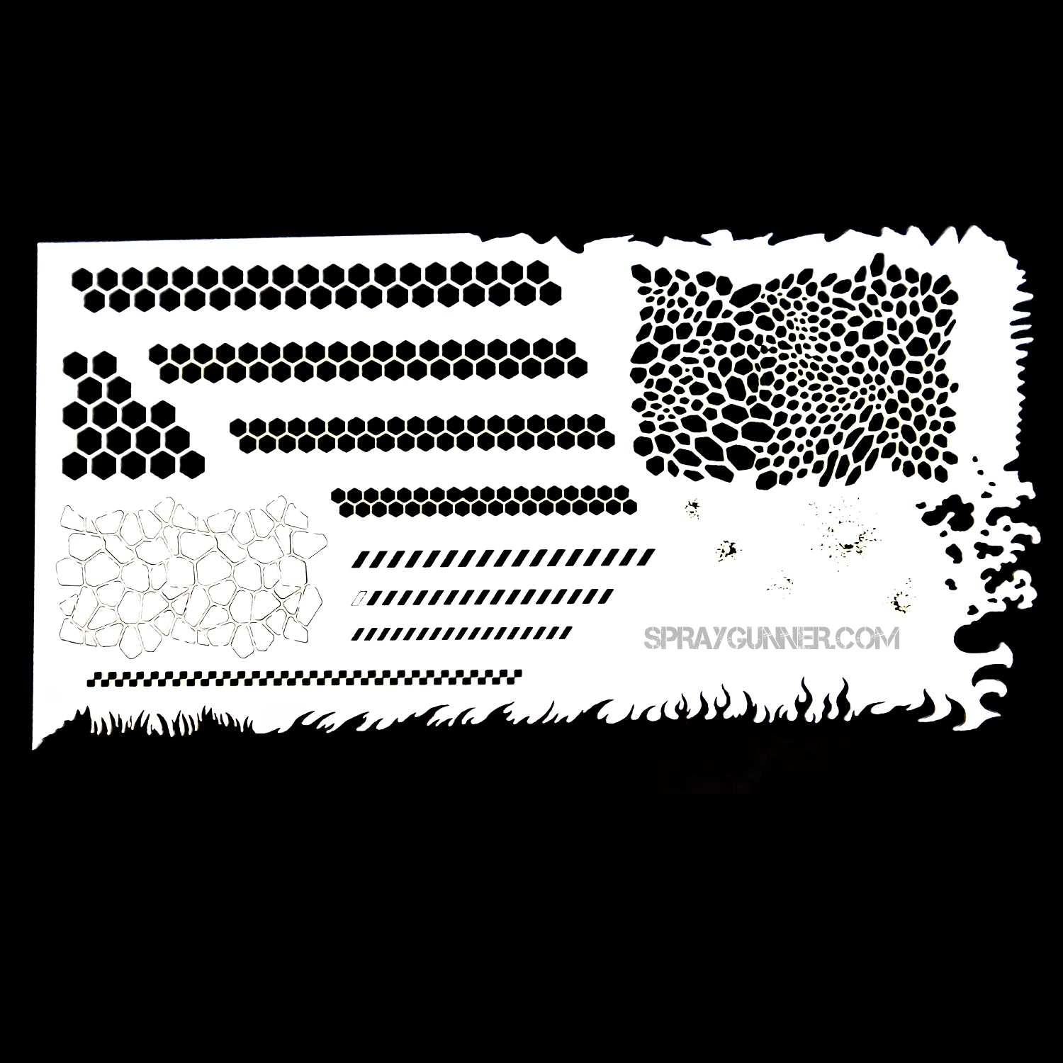 For airbrushing and hobby use, the NO-NAME Brand Introductory Smart Stencil #1 comes with precision templates with hexagonal, cracked, and organic patterns.