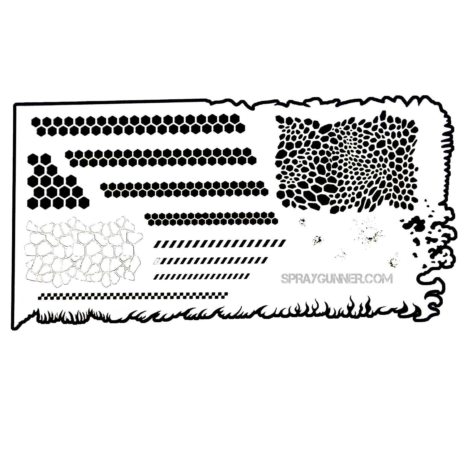 NO-NAME Brand Introductory Smart Stencil #1 features precision templates with hexagonal, cracked, and organic patterns for airbrushing and hobby use.