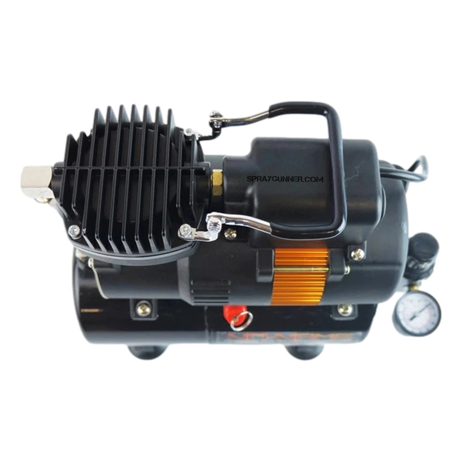 This used Tooty Airbrush Compressor by NO-NAME Brand, with its black tank and orange embellishments, is ideal for body art and ProAiir paint applications.