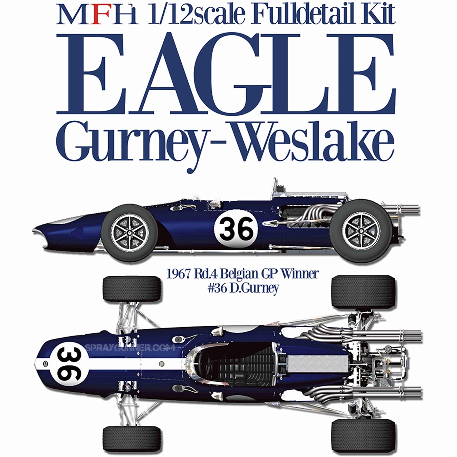 MODEL FACTORY HIRO: 1/12scale Fulldetail Kit : EAGLE Gurney-Weslake - Urbanlystore