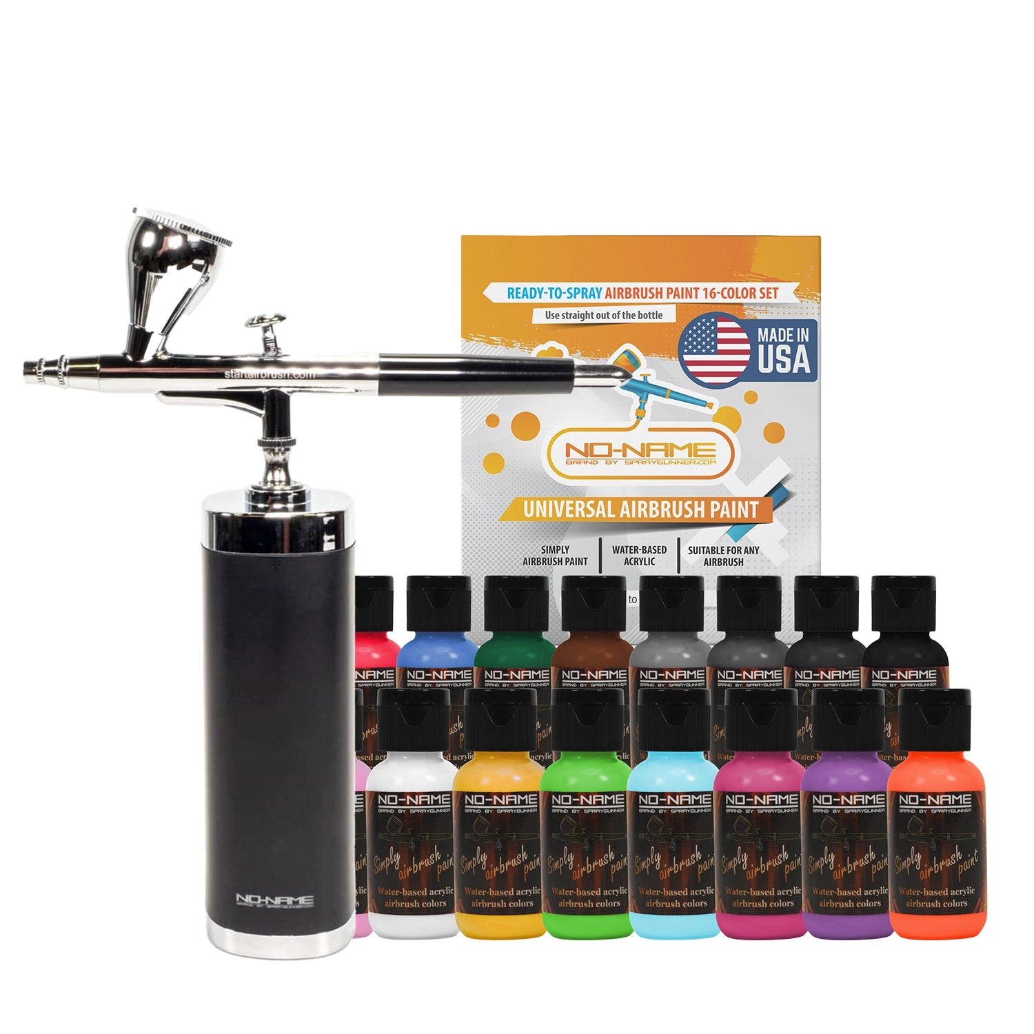 Black cordless airbrush compressor battery powered with NO-NAME Paint Set - Urbanlystore