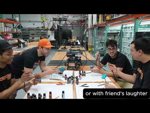 For airbrushing, the NO-NAME Silent Storm Air Compressor is a compact and remarkably quiet compressor. Features include two tanks and a sturdy black frame for stability.