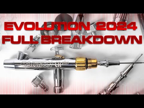 Harder & Steenbeck Evolution 2024 CRPlus airbrush breakdown, showcasing its components and features for precision airbrushing applications.